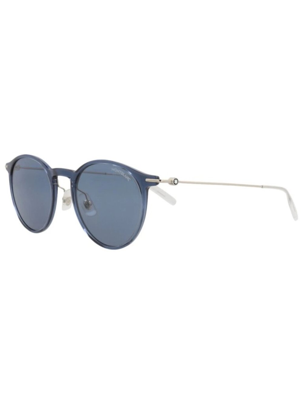 New Montblanc Women's Sunglasses Round Oval Injection Frame Mens Blue Silver